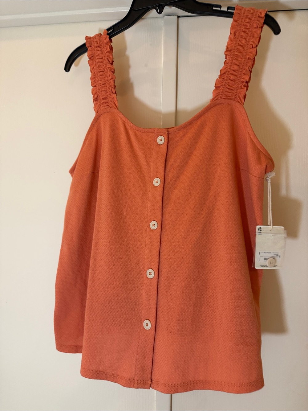 a.n.a Orange Button-Front Tank with Ruffled Straps